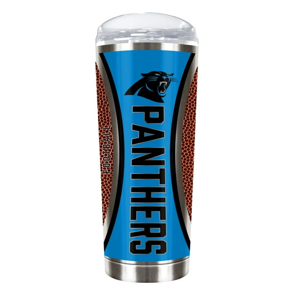 Carolina Panthers 18 ounce vacuum insulated stainless steel team tumbler with Gameball graphic wrap