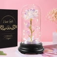thumbnail image 1 of La Bella y la Bestia rosa, rosa eterna regalo para ella en una cúpula, rosas artificiales de colores con luz LED para el Día de San Valentín, Navidad, Día de la Madre, cumpleaños, aniversario, 1 of 4