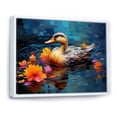 thumbnail image 2 of Designart "Floral Pond with Yellow and Blue Duck I" Animals Framed Wall Art - Modern Farmhouse Yellow Duck Living Room Framed Canvas Art, 2 of 6