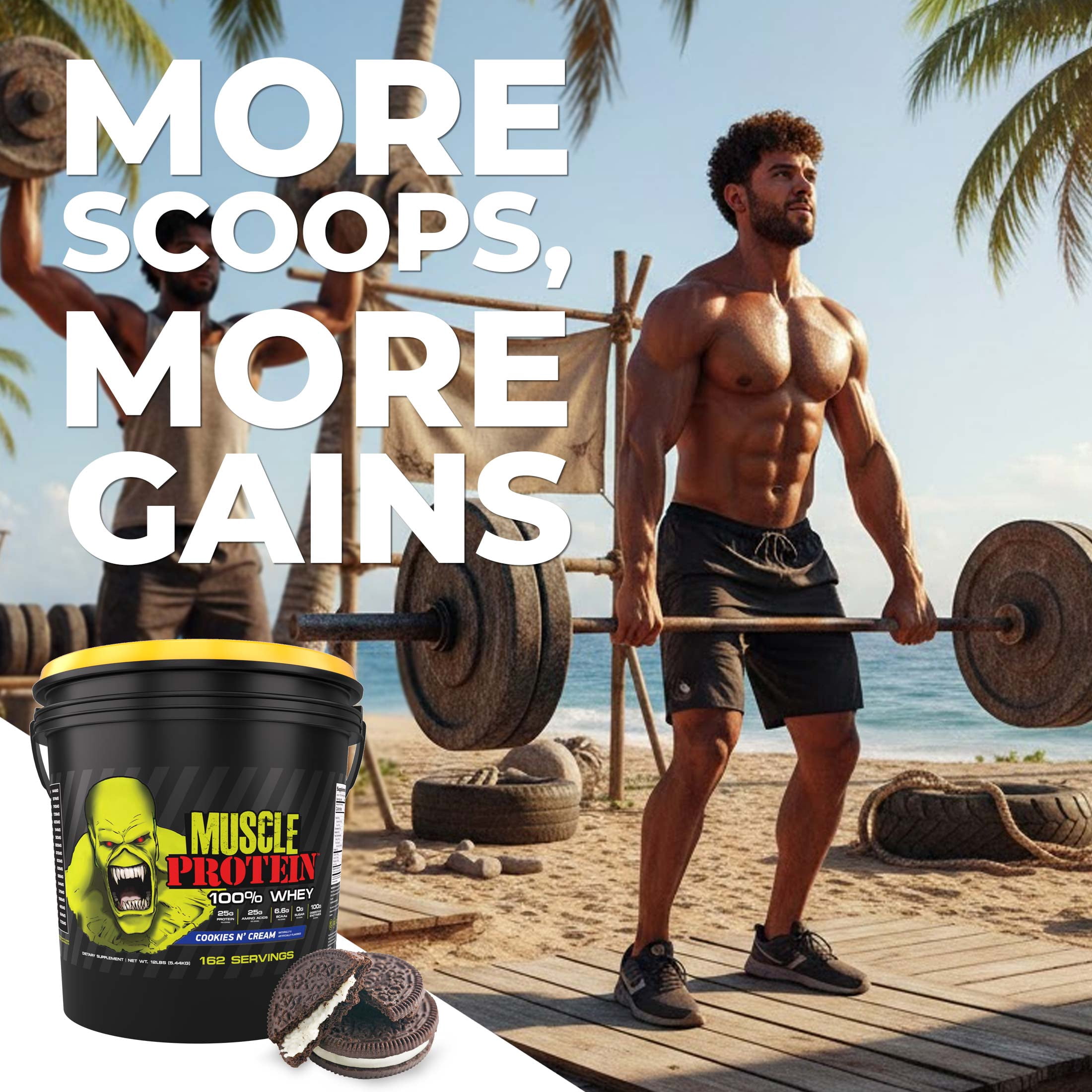 Goliath Labs Whey Protein Powder [12 lbs Bucket] Cookies n Cream, 25g Protein, 25g Amino Acids, 6.6g BCAAs per Serving, Diet & Sports Nutrition