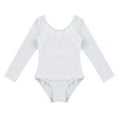 thumbnail image 3 of Runhomal Kids Girls Long Sleeves Round Neck Plain Ballet Dance Leotard Gymnastics Exercise Yoga White 8, 3 of 7