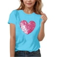 thumbnail image 2 of BRGZLK Children Valentine Day Tshirts Trendy Casual Cute Love Heart Print Graphic Round Neck Short Sleeve T Shirt Top Valentine's Gifts Tops Blue 3-4 Years, 2 of 6