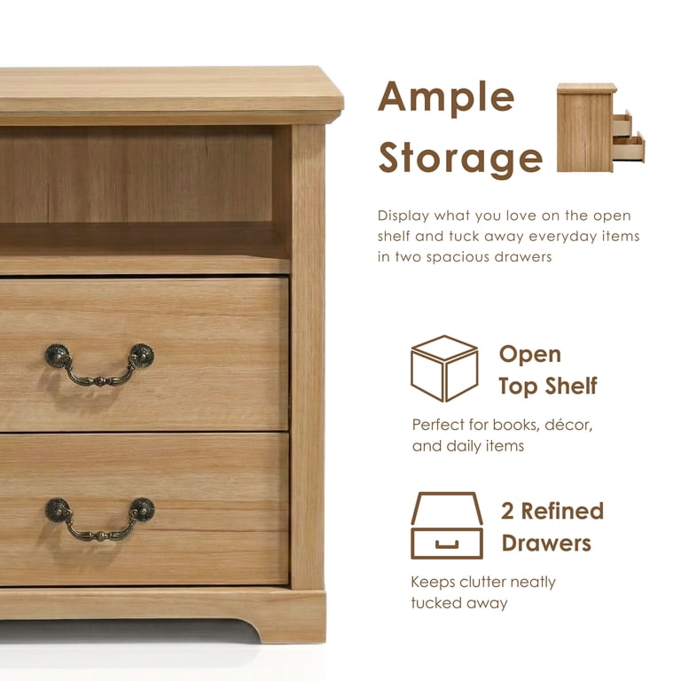 Furniture of America Chara 2-Drawer Nightstand, Natural photo 7
