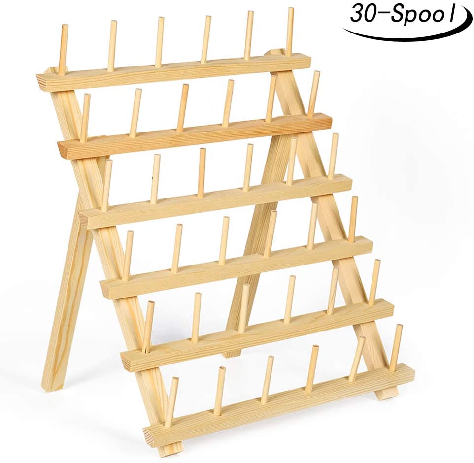 NEX 30Spool Thread Organizer, Wooden Sewing Thread Holder Rack