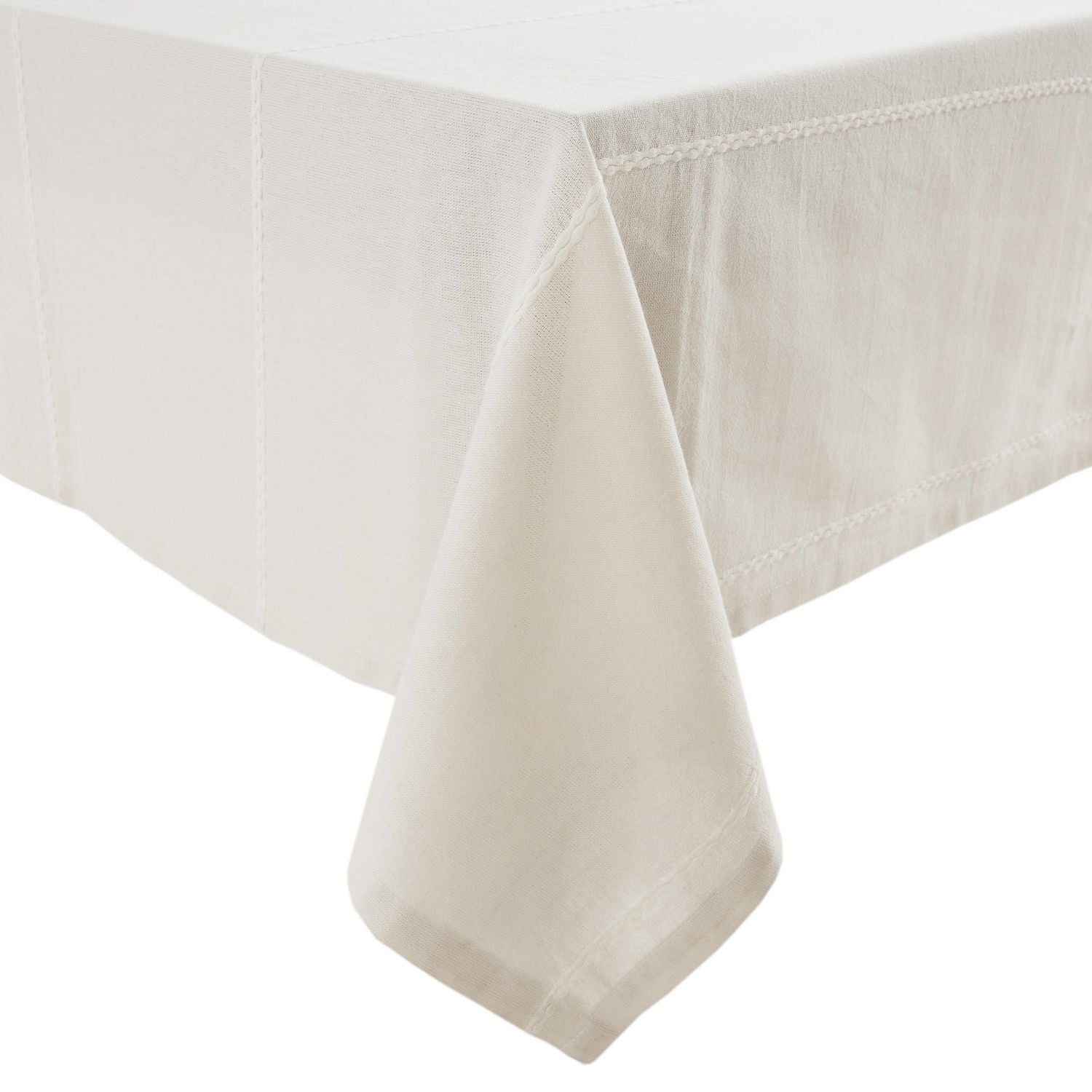 Better Homes & Gardens Stripe Tablecloth 70" Round - Beige - 100% Cotton, 100% Cotton, 70" R