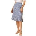 thumbnail image 5 of MODA NOVA Juniors Floral Ruffled Hem Elastic High Waist Split Midi Skirt, 5 of 6