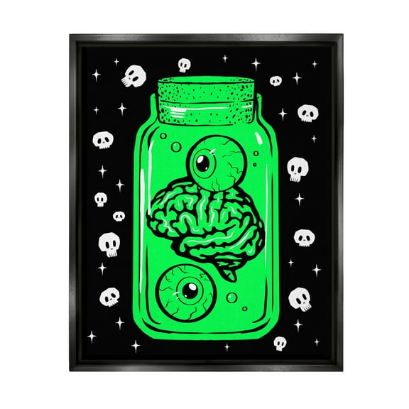 Stupell Industries Spooky Specimen Jar Holiday Painting Black Floater Framed Art Print Wall Art, 17 x 21