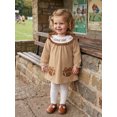thumbnail image 6 of RUINIXCW Toddler Baby Girl Football Dress Little Girls Fall Waffled Dress Funny Rugby Letter Embroidery Bow Ruffled Crew Neck Long Sleeve loose Dress, 6 of 9