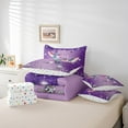 thumbnail image 4 of Hummingbird Bed in a Bag King Size Comforter Set 7 Pieces,Purple Sequin Fluid Art Bedding Set,Crystal Diamond Comforter and Sheet Set Rustic Aesthetic Animal Bed Set,Jungle Bird Room Decor, 4 of 5