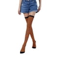 thumbnail image 2 of Paquete de 2 calcetines a rayas Minnieouse talla grande hasta el muslo naranja negro, 2 of 6