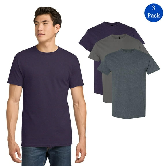 Gildan Heavy Cotton T-Shirt, Men's T-Shirt Bundle, 50/50 Cotton/polyester, Mix Color, Pack 3, S