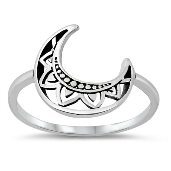 Gypsy Goddess Moon Ring .925 Solid Sterling Silver Band Jewelry Female Male Unisex Size 8