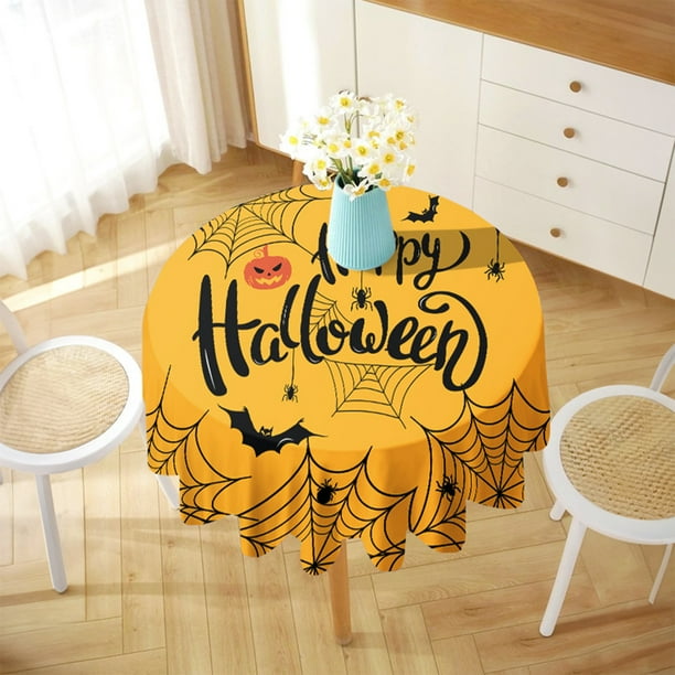Decoraciones de Halloween, adornos de Halloween, regalos de Halloween. Mantel redondo de Halloween de 152 cm/60 pulgadas, impermeable, antimanchas, regalo festivo, mantel de nailon y licra.
