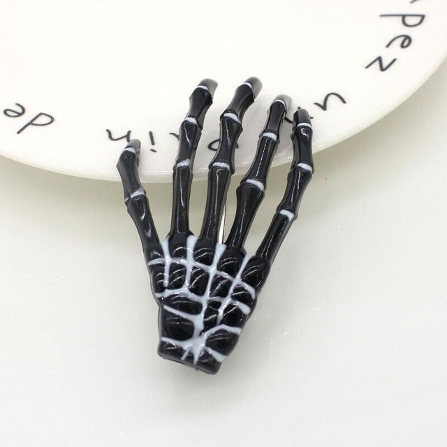 2 uds accesorios para el cabello mano hueso fantasma esqueleto Halloween pinzas para el cabello garra horquilla nuevo, negro