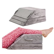 Jakoola Leg Elevation Pillow 3-Height Adjustable Bed Wedge Pillow (6"/8"/10") for Swelling Knee Ankle Back Relief Recovery or Leg Rest, Velvet Gray 24"x21"x10"