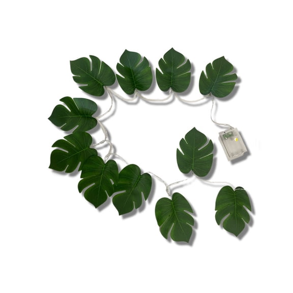 Leaf String Lights, Tropical Artificial Rattan Palm Leaves Wall Hanging Vine Greenery,Summer Decorations for Outdoor Indoor Hawaiian Luau Jungle Beach Theme Party Table Home