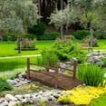 thumbnail image 3 of VINGLI 4 ft Garden Bridge, Arch Walkway Wooden Bridge with Safety Rails Carbonized Finished, Decorative Landscaping Footbridge for Koi Pond, Dry Creek Bed, Garden Pathway or Rustic Wedding Decor, 3 of 18