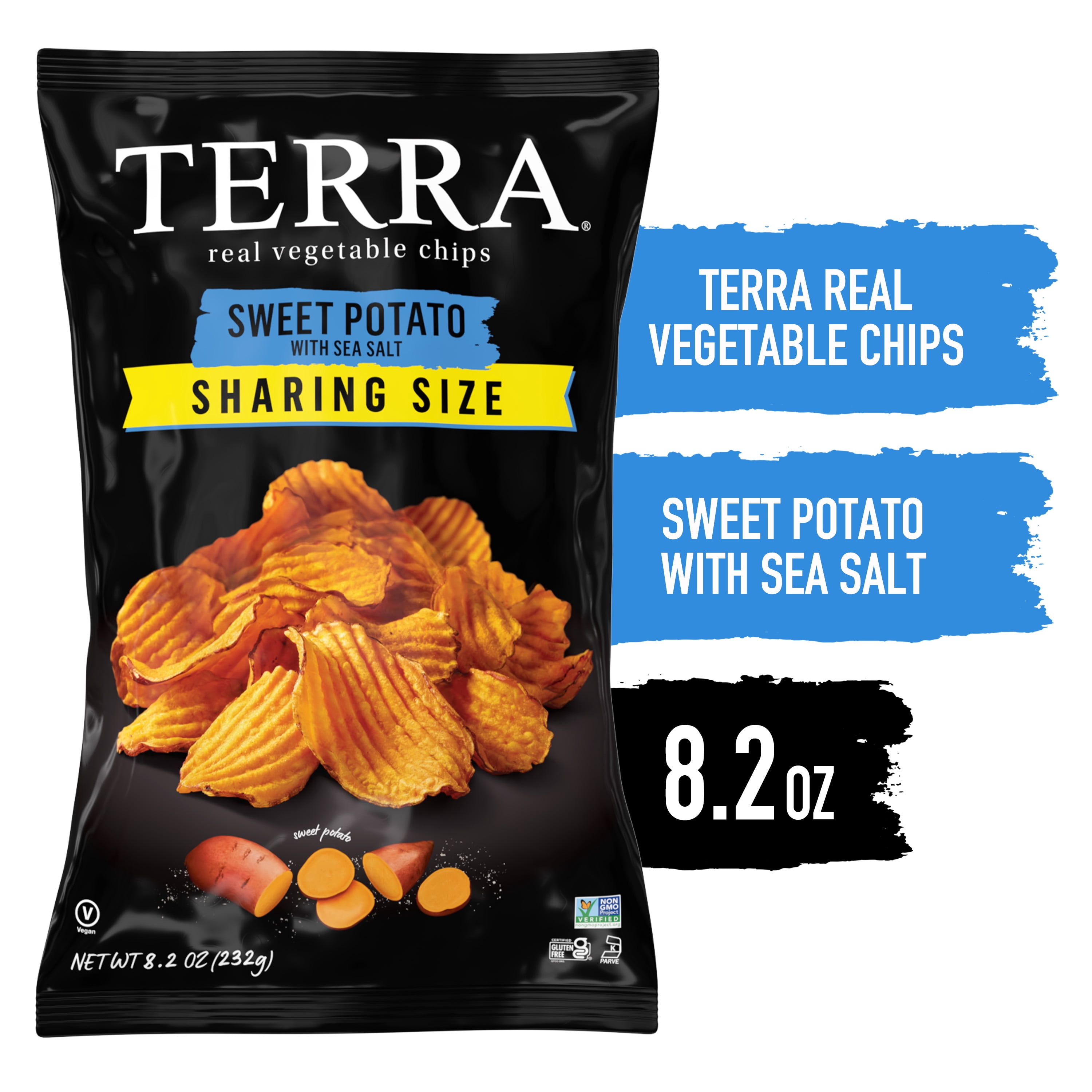 (2 pack) TERRA Sea Salt Wavy Sweet Potato Snack Chips, Sharing Size, 8.2 oz