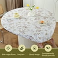 thumbnail image 6 of Tcwhniev Indoor Outdoor Patio Round Fitted Vinyl Tablecloth, Flannel Backing, Elastic Edge, Waterproof Wipeable PVC Table Cover, Trumpet Flower, for Table of 35-44’’ Diameter, 6 of 9