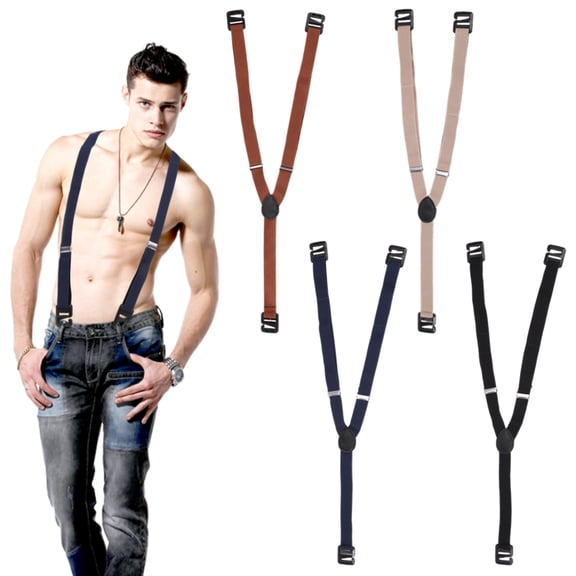 4Pcs Hidden Suspenders for Men Under Clothes, Adjustable Y-Back Hidden Elastic Suspender Straps