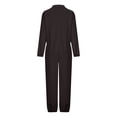thumbnail image 4 of AherBiu Sweat Jumpsuits for Women Long Sleeve Zipper Lapel V Neck Drawstring Waist Rompers, 4 of 7