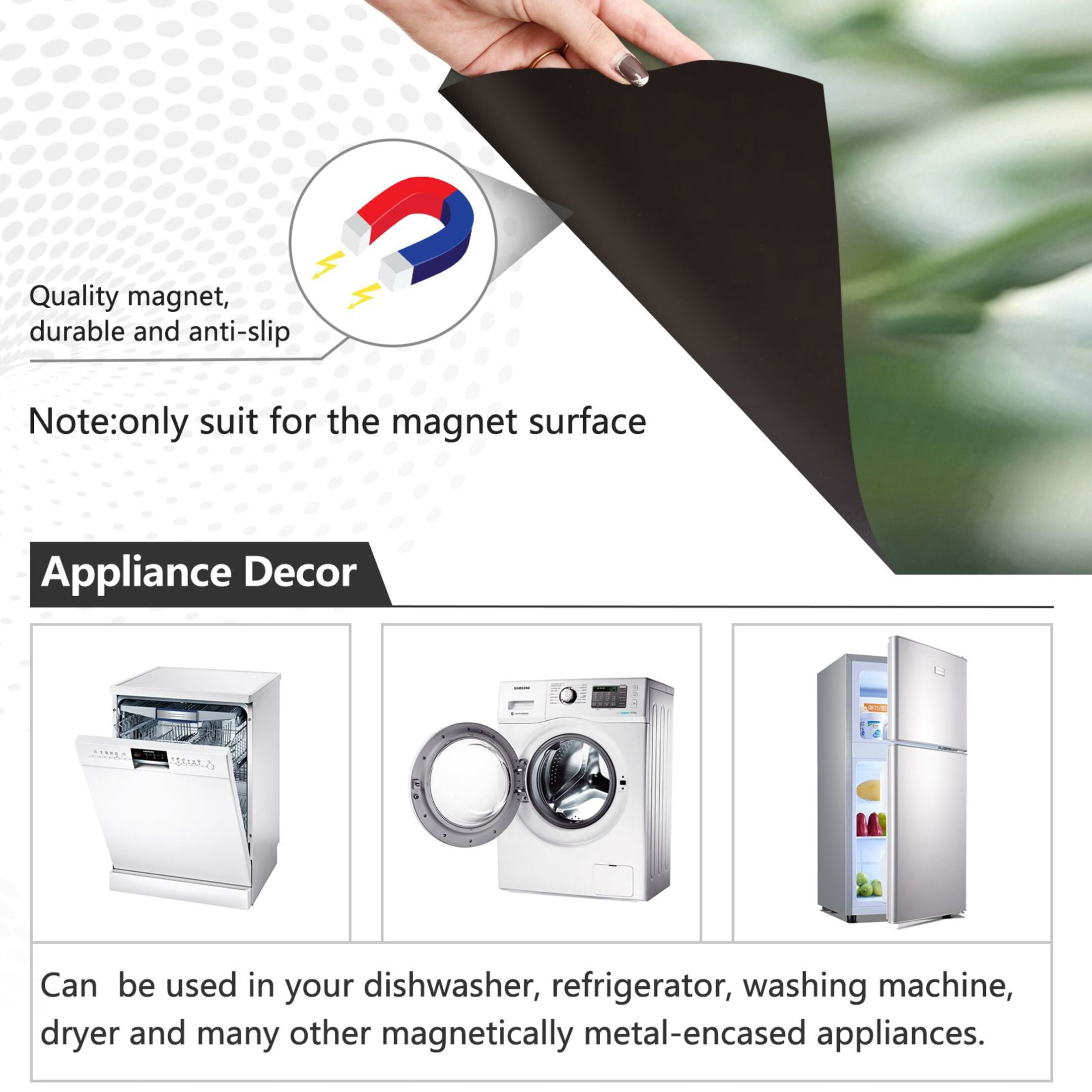IAUYY Magnetic decorative sticker - 23x26 Inch PVC Refrigerator Decorative Cover, Removable DIY Art for Kitchen Appliances Delicate White Petals