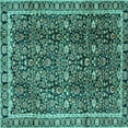 thumbnail image 1 of Ahgly Company Machine Washable Indoor Square Persian Turquoise Blue Traditional Area Rugs, 5' Square, 1 of 4