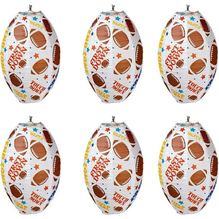 Football Party Decorations, Hanging Football Paper Lanterns (7.5 Inches, 6-Pack)