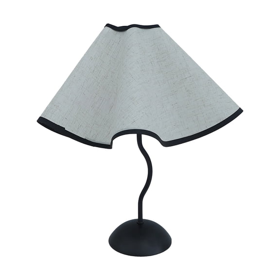 Fabric Small Table Lamp, 15.7 in / 40 cm Vintage Bedside Nightstand Lamp with 3-Way Dimmable, Color Adjustable, Petal Fabric Lampshade, Metal Base, Black & Gray for Bedroom, Living Room