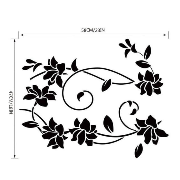 Pompotops New Wall Sticker Flower Vine Decals Black Mural Removable Vinyl Art Home Decor