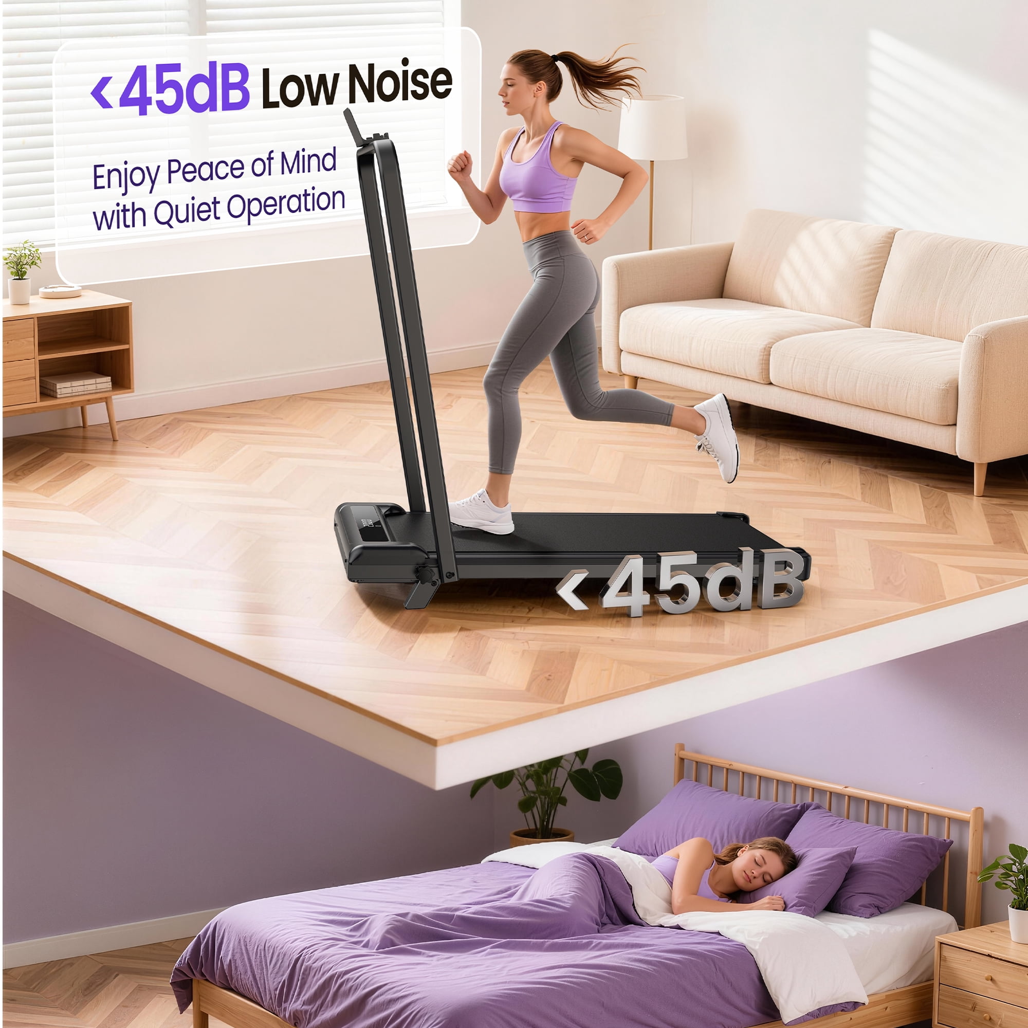 5% Foldable Walking Pad,5 in 1 Under Desk Treadmill with Remote Control and LED Display, 330lb Capacity, Compact & Small Treadmill for Home & Office,Black
