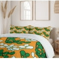 thumbnail image 6 of Ambesonne Succulent Duvet Cover Set, Cactus Plant Silhouettes, 2-Calking, Marigold Jade Green, 6 of 7