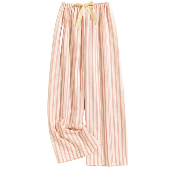 Women's Casual Fashion Sleep Pants Striped Loungewear Pants Wearable As Outerwear High-Waisted Pants for Modern and Comfortable Lifestyle,Light pink,One Size