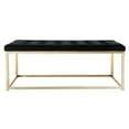 thumbnail image 6 of SAFAVIEH Reynolds Contemporary Modern Glam Tufted Bench, Black/Brass, 6 of 8