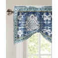 thumbnail image 2 of Tie Up Valance Curtain for Kitchen, Geometric Abstract Ethnic Floral Art Rod Pocket Short Curtains Adjustable Tie-Up Shade Valances, Vintage Tribal Blue Window Treatment for Bathroom Living Room Bedroom, 2 of 7