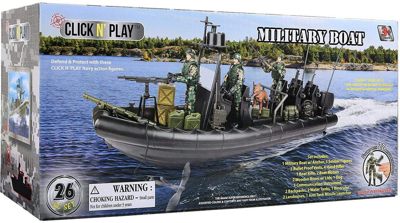 Click N Play Military Special Operations Combat Dinghy Boat 26 Piece Play Set With Accessories Walmart Com Walmart Com