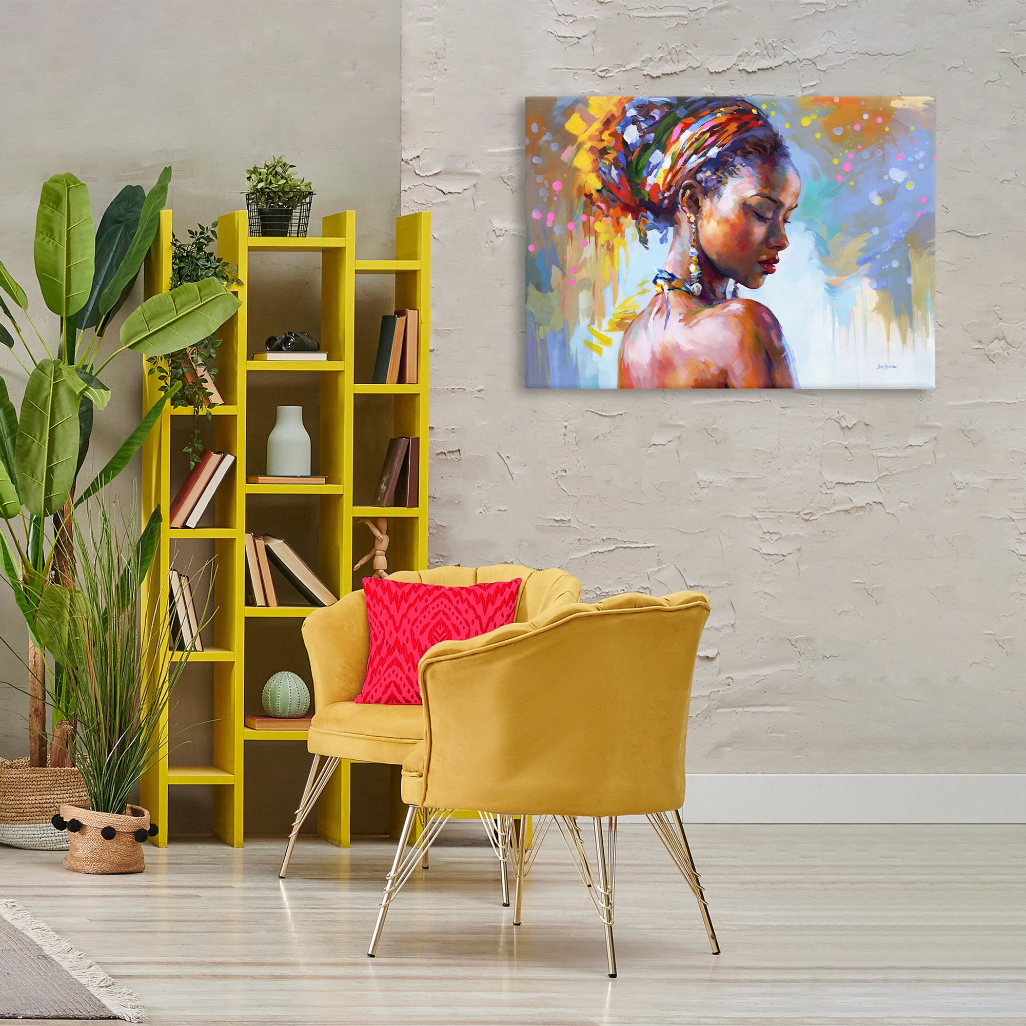 Stupell Industries African Beauty Portrait People Painting Wrapped Canvas Art Print Wall Art, 36 x 24