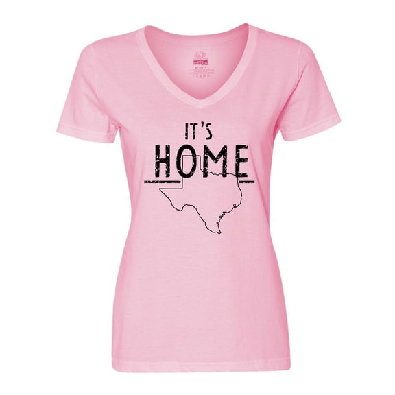 Inktastic Its Home- State of Texas Outline Distressed Text Women's V-Neck T-Shirt