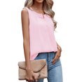 thumbnail image 6 of Uvplove Women's Summer Sleeveless Chiffon Tank Tops Blouses Work Casual V Neck Button Blouses Shirts Tops,US Size Medium In Light Pink, 6 of 13
