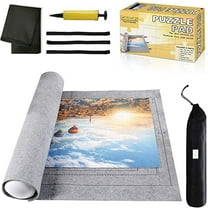 Jigsaw Puzzle Mat Roll Up - 1000 500 Pieces Saver Large Puzzles Board for Adult Kids Storage and Transport Premium Pump Black Puzzle Glue Felt Mat Inflatable Tube Cover Keeper Pad Holder Organize