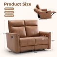 thumbnail image 2 of Bonzy Home 2-Seater Manual Recliner Sofa - Wall Hugger Loveseat with Split Back Design, Brown Leather Reclining Couch for Small Spaces, 700lb Capacity, 2 of 8