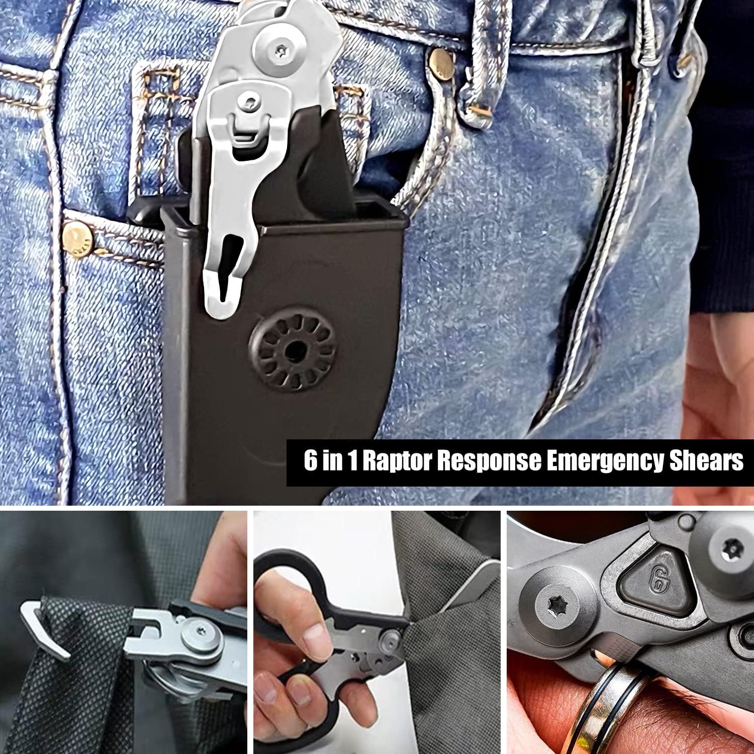 6 In 1 Response Emergency Shears, Multi Tool Pliers Shears Folding Emergency Response Shears With Utility Holster For Outdoor Camping