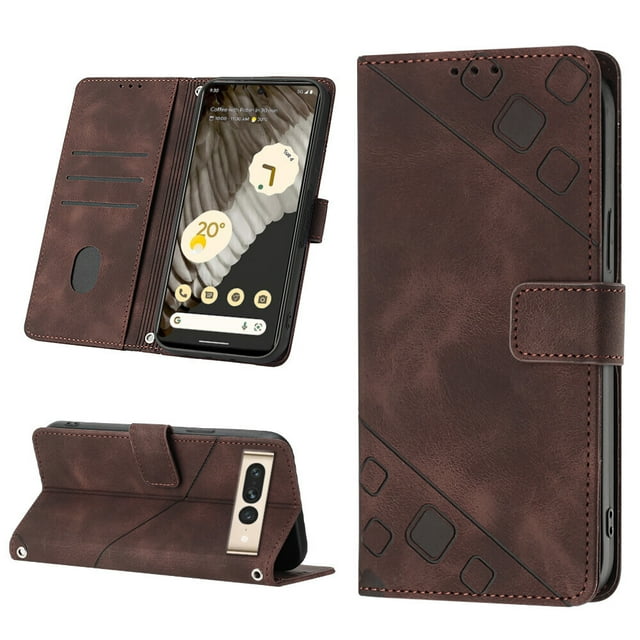 Compatible with Google Pixel 7 Pro Classic Embossed PU Leather Case with Card Holder Shockproof Cover
