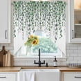 thumbnail image 6 of Green Eucalyptus Leaves Swag Valances for Windows, Kitchen Curtains 36 Inch Length 2 Panels Set, Summer Botanical Weeping Watercolor Short Curtains for Small Windows Rod Pocket Cafe Curtains 28"x36", 6 of 8