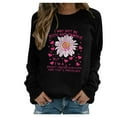 thumbnail image 2 of Lolmot Breast Cancer Sweatshirts for Women Pink Ribbon Sunflower Graphic Long Sleeve Hoodless Sweatshirts Crewneck Soft Cozy Pullover Blouses Tops, 2 of 5