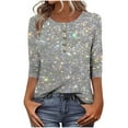 thumbnail image 2 of YanHoo Women’s Plus Size Shirts Sparkly 3/4 Sleeve Sequin Blouses Loose Fit Tunic Tops Summer Outdoor Party T-Shirts, 2 of 7