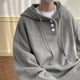 thumbnail image 2 of Suéteres para hombre japoneses, ropa de calle, sudaderas de punto con capucha y diseño de botones de color liso, ropa de calle, 2 of 5