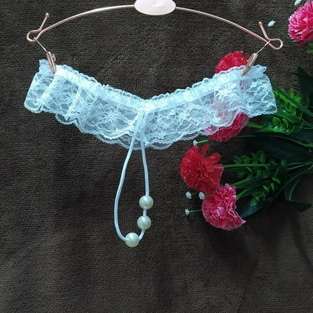

Sexy Thongs Panties Open Crotch Crotchless Night Underwear Pearl Lace G-string