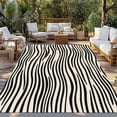 thumbnail image 3 of Fsddascl Beige Black Stripe Outdoor Rug for Patio/Deck/Porch, Non-Slip Large Area Rug 4 x 6 Ft, Modern Abstract Art Lines Wave Indoor Outdoor Rugs Washable Area Rugs, Reversible Camping Rug Carpet, 3 of 5