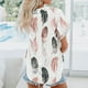 thumbnail image 5 of Tops de Mujer Camisas Blusas Blusa de Solapa Casual Estampado de Manga Corta Camisa Suelta Botones Cárdigan Odeerbi ODB145274, 5 of 7